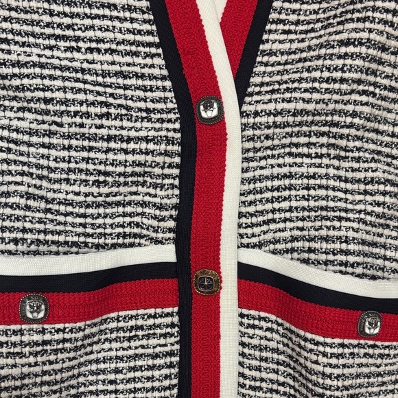 Maje Monochrome Cardigan with Red Trim - Picture 6 of 10